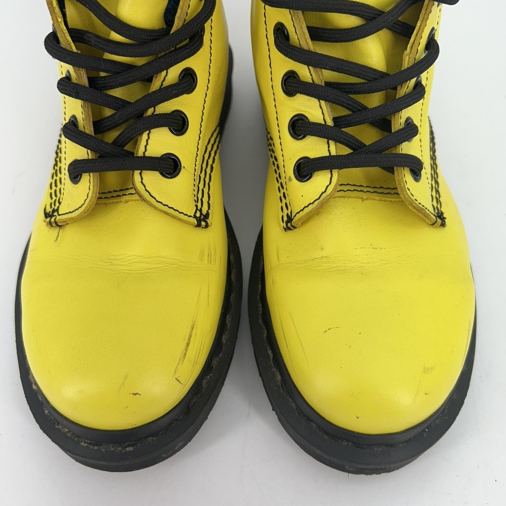 Dr.‎ Martens 101 Boots Womens Size 5 Yellow Smooth Leather Ankle Combat Lace Up - Picture 3 of 16